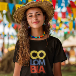 Colombia rustieke vlag t-shirt