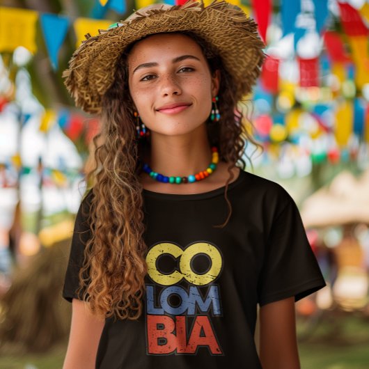 Colombia rustieke vlag t-shirt