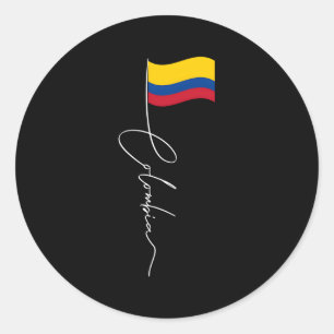 Colombia Signature Flag Pool Patriottisch Colombia Ronde Sticker
