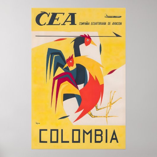 Colombia Travel Poster Colombian Art Print (Voorkant)