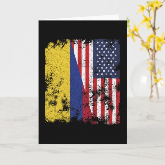Colombia USA Flag - Half Amerikaans Kaart (Gele Bloem)
