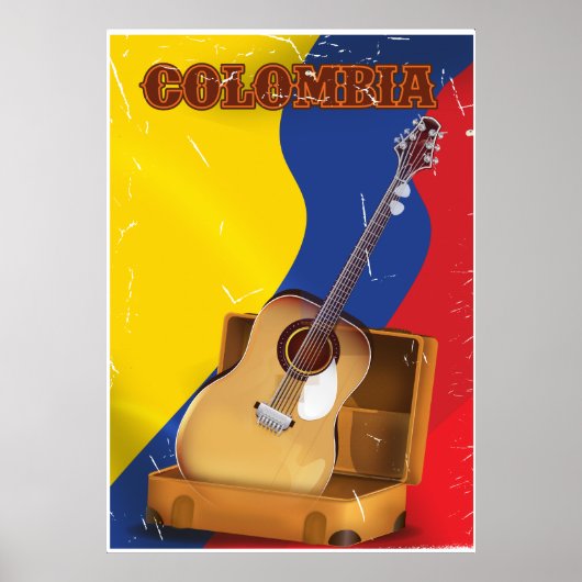 Colombia vakantiegitaar poster (Voorkant)