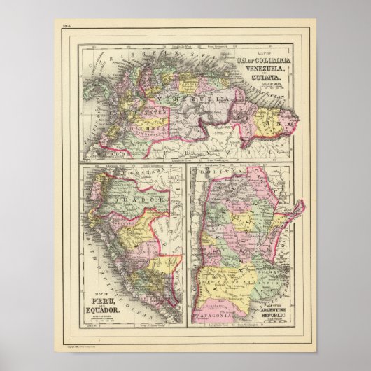 Colombia, Venezuela, Guyana Poster (Voorkant)