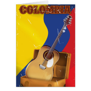 Colombia vintage vakantie gitaar poster