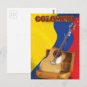 Colombia vintage vakantie gitaar poster briefkaart (Voorkant / Achterkant)