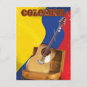 Colombia vintage vakantie gitaar poster briefkaart