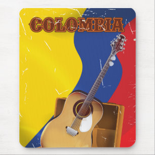 Colombia vintage vakantie gitaar poster muismat