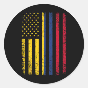 Colombia Vlag 4 juli VS Colombiaanse Vlag Ronde Sticker