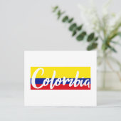  Colombia Vlag belettering Script Briefkaart (Staand voorkant)
