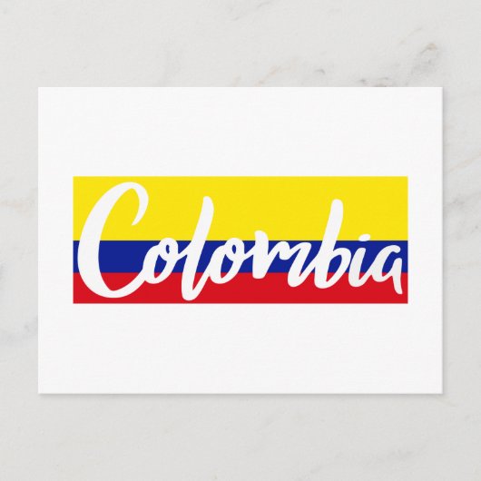  Colombia Vlag belettering Script Briefkaart (Voorkant)