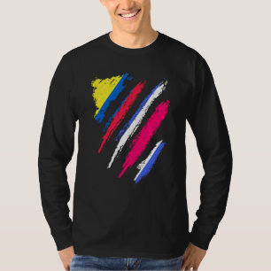 Colombia Vlag Costa Rica Geteeld Patriot Land Stre T-shirt
