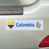 Colombia Vlag Hart + Landkaart Bumpersticker (Op auto)