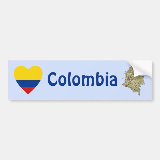 Colombia Vlag Hart + Landkaart Bumpersticker (Voorkant)