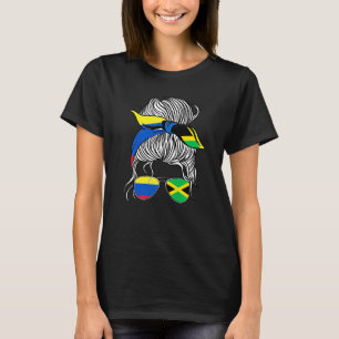 Colombia Vlag Jamaica Gekweekte Vrouwen Meisje Lan T-shirt