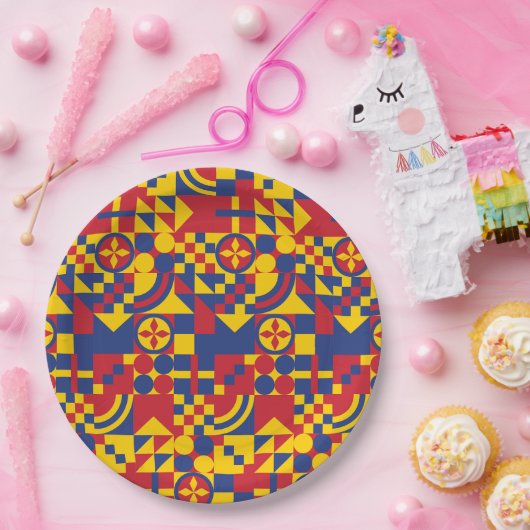 Colombia Vlag Kleurrijk Patroon Papieren Bordje (Feest)