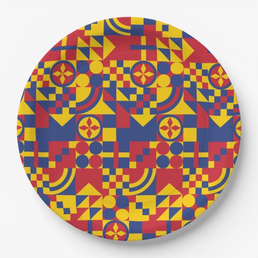 Colombia Vlag Kleurrijk Patroon Papieren Bordje (Voorkant)