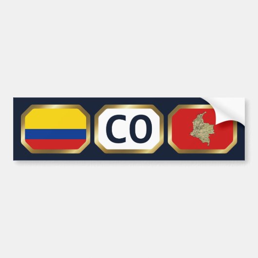 Colombia Vlag Landkaart Code Bumpersticker (Voorkant)