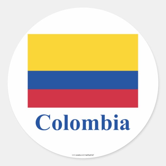 Colombia Vlag met naam Ronde Sticker (Voorkant)
