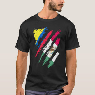 Colombia Vlag Mexico Geteeld Patriot Land Strepen T-shirt