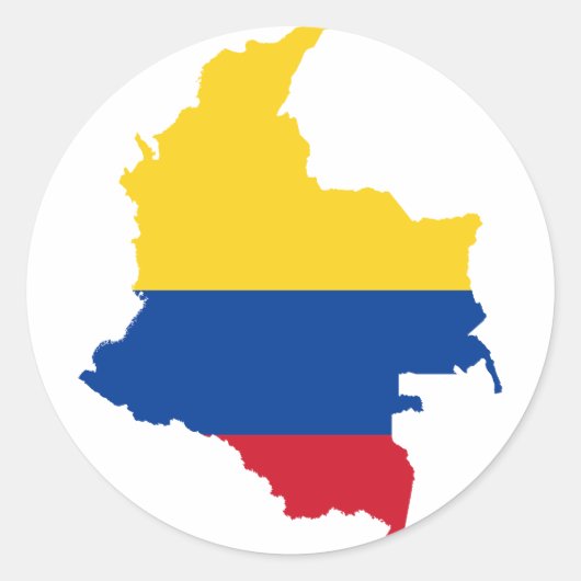 Colombia Vlaggenkaart CO Ronde Sticker (Voorkant)