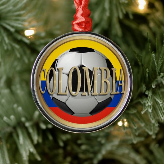 Colombia Voetbal Kerst Metalen Ornament (Boom)