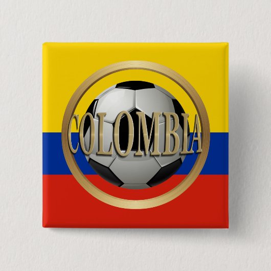 Colombia Voetbal Vierkante Button 5,1 Cm (Voorkant)