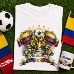 Colombia Voetbalfan Colombiaanse Voetbal Wereldbek T-shirt