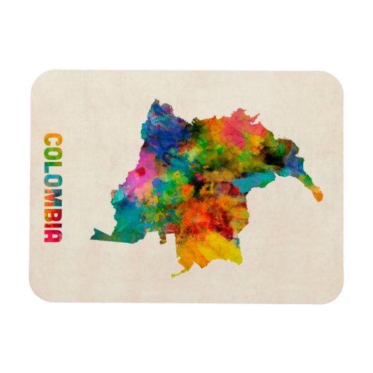 Colombia Waterverf Map Magneet (Horizontaal)