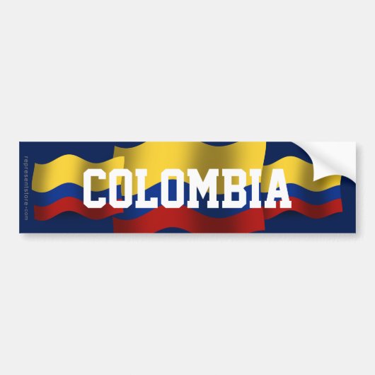 Colombia Waving Flag Bumpersticker (Voorkant)