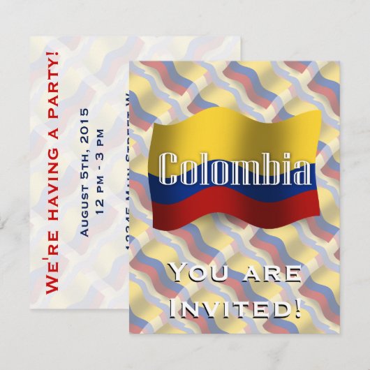 Colombia Waving Flag Kaart (Voorkant / Achterkant)