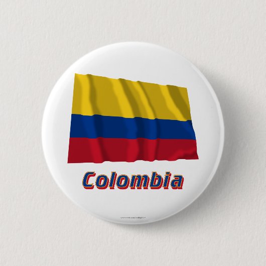 Colombia Waving Flag met naam Ronde Button 5,7 Cm (Voorkant)
