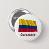 Colombia Waving Flag met naam Ronde Button 5,7 Cm (Voorkant /achterkant)