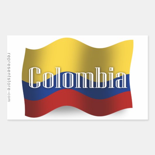Colombia Waving Flag Rechthoekige Sticker (Voorkant)