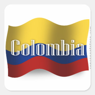 Colombia Waving Flag Vierkante Sticker