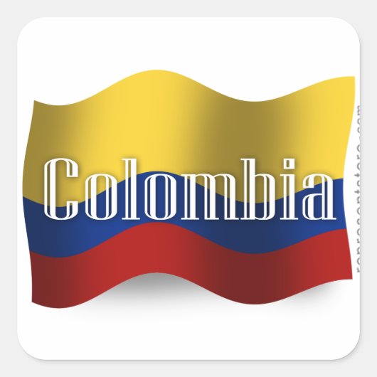 Colombia Waving Flag Vierkante Sticker (Voorkant)