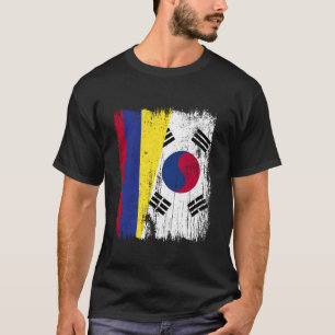 Colombia Zuid-Korea Halve Vlag Colombiaanse Zuid-K T-shirt