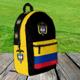 Colombia, zwarte rugzak, Colombiaanse vlag patriot Bedrukte Rugzak