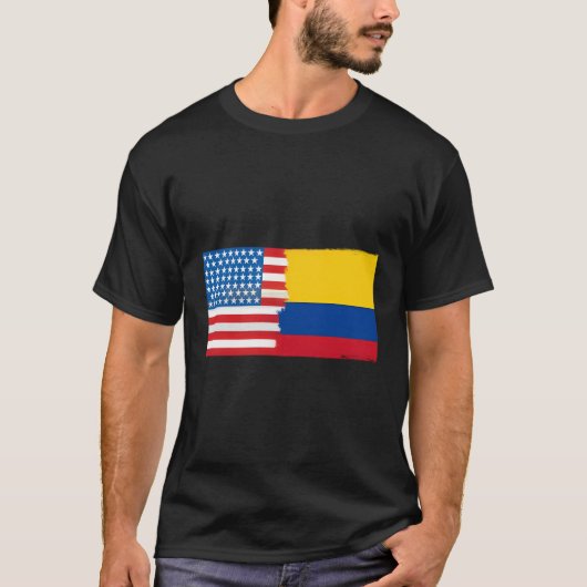 Colombiaans Amerikaans Half Colombia Half Amerika  T-shirt (Voorkant)