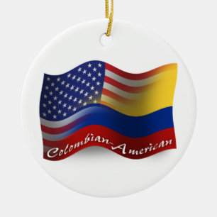 Colombiaans-Amerikaanse golfvlag Keramisch Ornament