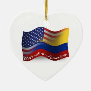 Colombiaans-Amerikaanse golfvlag Keramisch Ornament