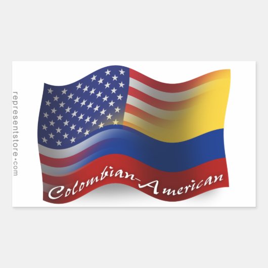 Colombiaans-Amerikaanse golfvlag Rechthoekige Sticker (Voorkant)