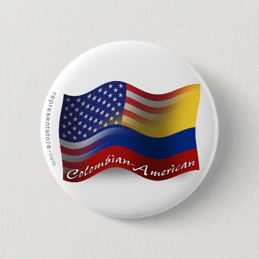 Colombiaans-Amerikaanse golfvlag Ronde Button 5,7 Cm (Voorkant)