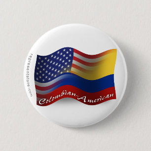 Colombiaans-Amerikaanse golfvlag Ronde Button 5,7 Cm