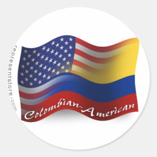 Colombiaans-Amerikaanse golfvlag Ronde Sticker