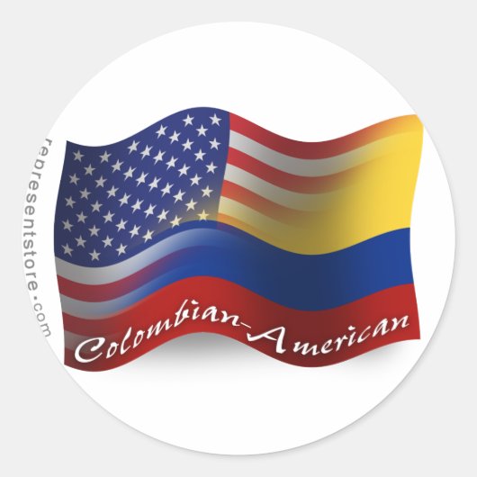 Colombiaans-Amerikaanse golfvlag Ronde Sticker (Voorkant)