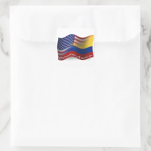 Colombiaans-Amerikaanse golfvlag Vierkante Sticker (Tas)