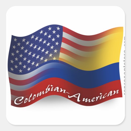 Colombiaans-Amerikaanse golfvlag Vierkante Sticker (Voorkant)