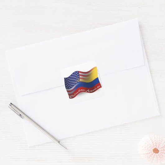 Colombiaans-Amerikaanse golfvlag Vierkante Sticker (Envelop)