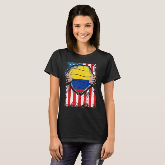Colombiaans-Amerikaanse Grown Patriot Colombia Fla T-shirt (Voorkant volledig)