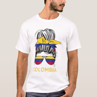 Colombiaans meisje Messy Hair Sunbril Colombia Fla T-shirt